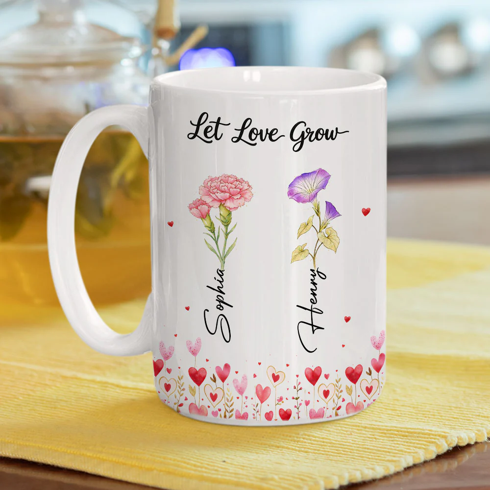 Let Love Grow - Personalized Custom Coffee Mug - Image 5