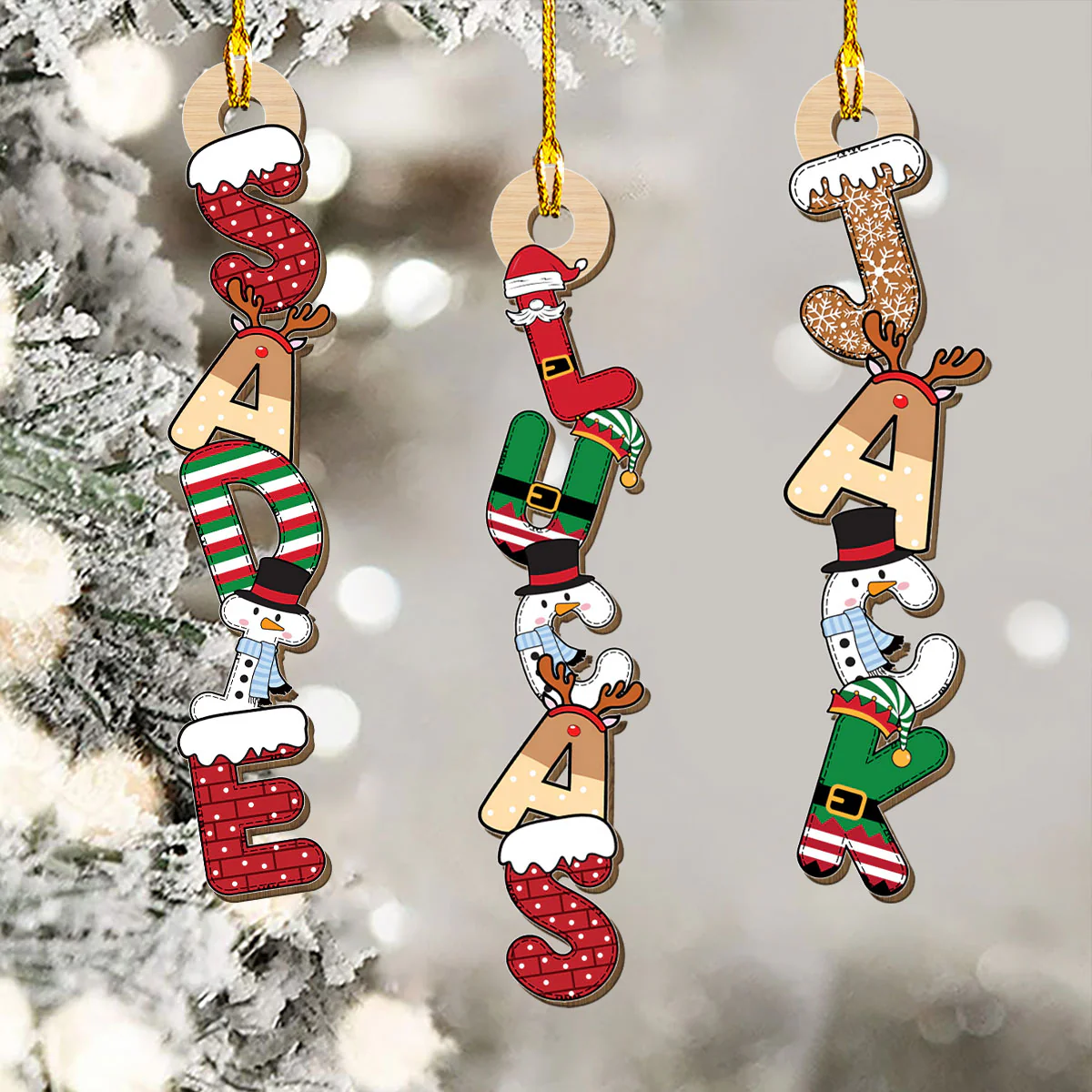 Letter Name Christmas - Personalized Custom Wood Ornament - Image 4