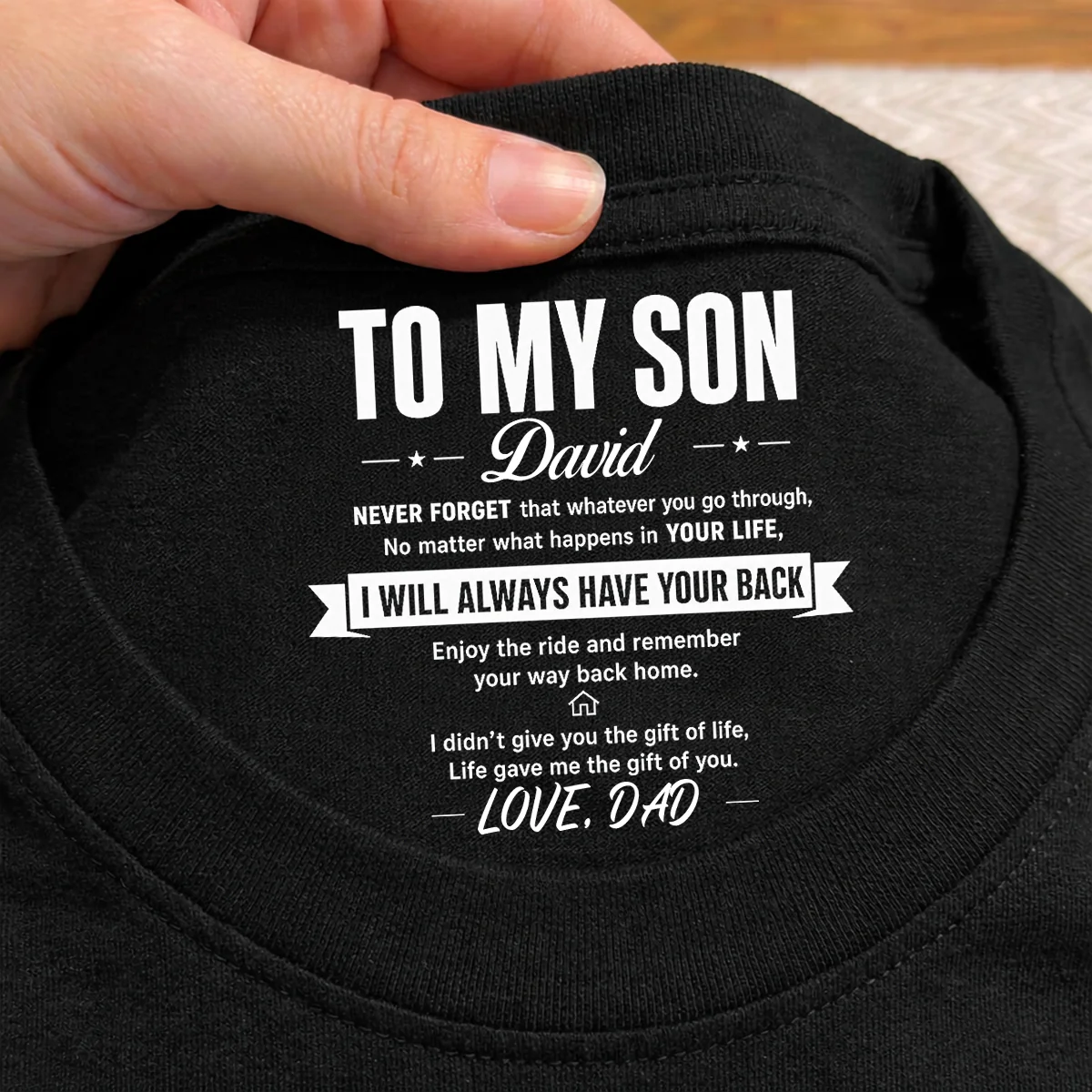 Life Gave Me The Gift Of You - Personalized Custom Inside Neck Print T-Shirt - Image 2