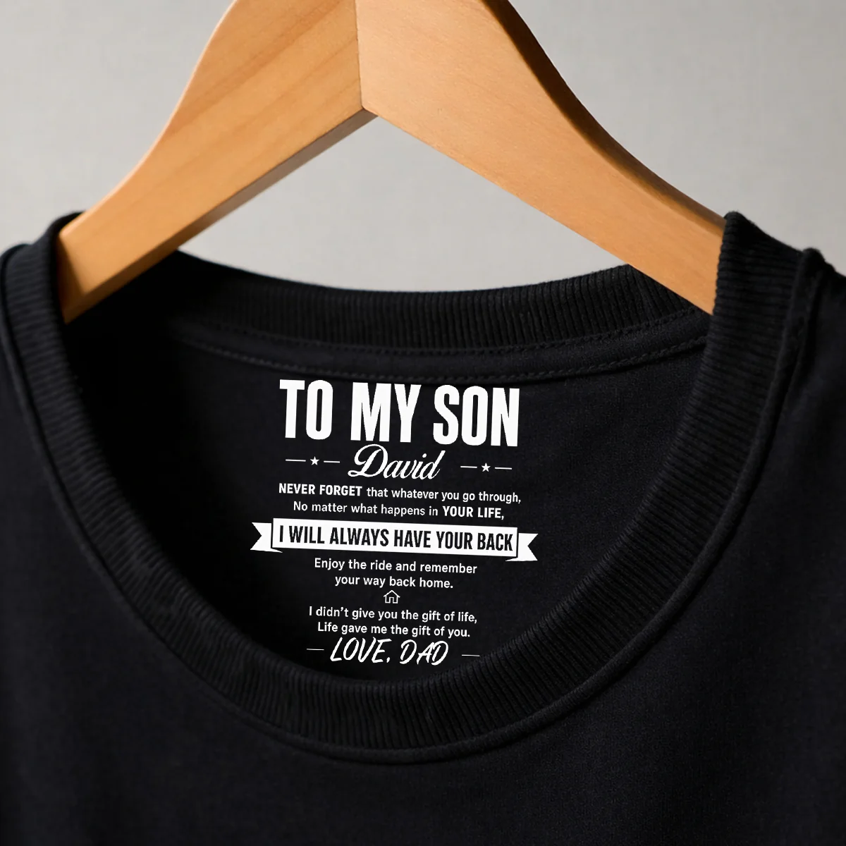 Life Gave Me The Gift Of You - Personalized Custom Inside Neck Print T-Shirt - Image 3
