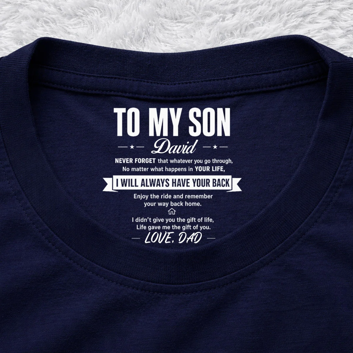 Life Gave Me The Gift Of You - Personalized Custom Inside Neck Print T-Shirt - Image 7