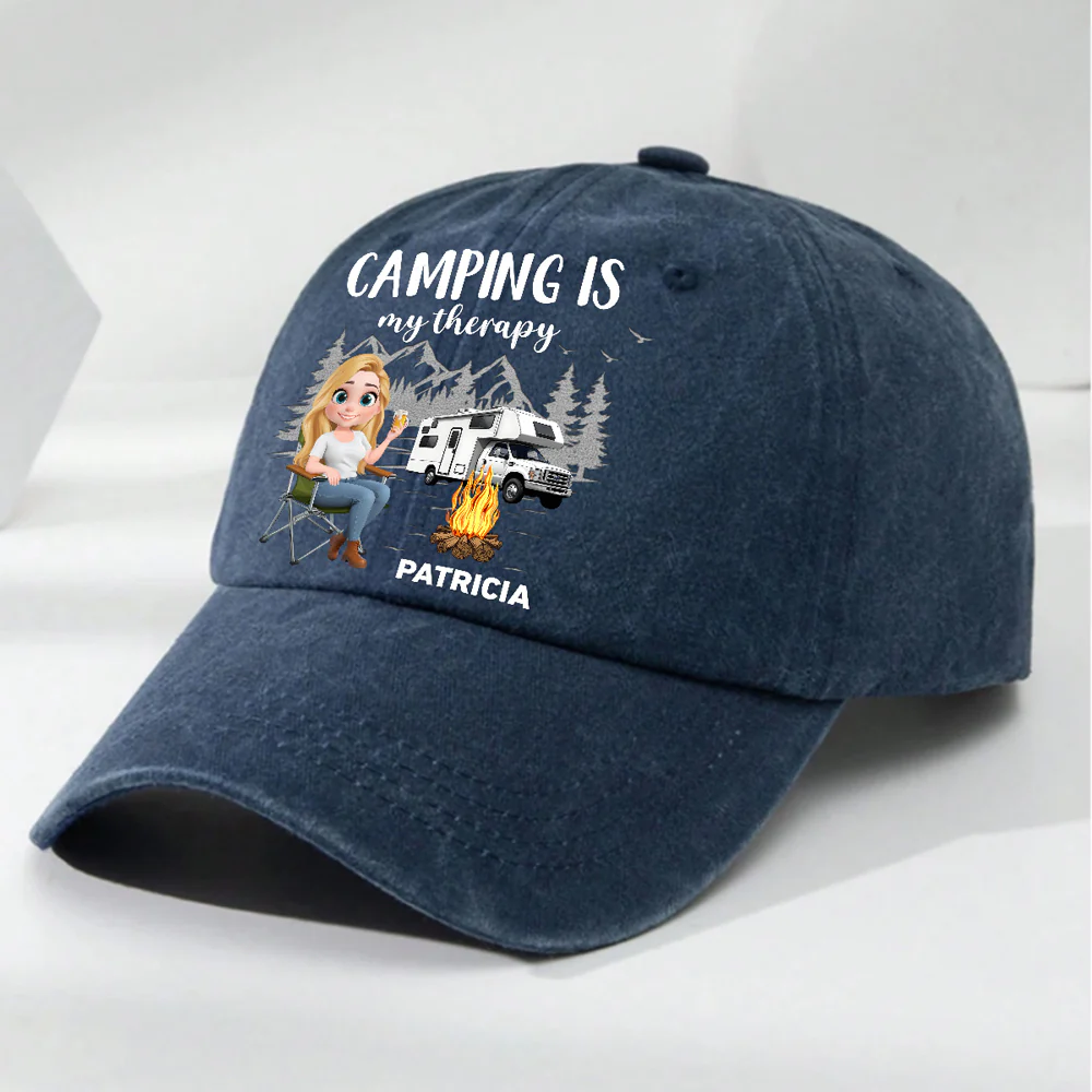 Life Is Better Around A Campfire - Personalized Custom Vintage Washed Denim Cap - Image 3