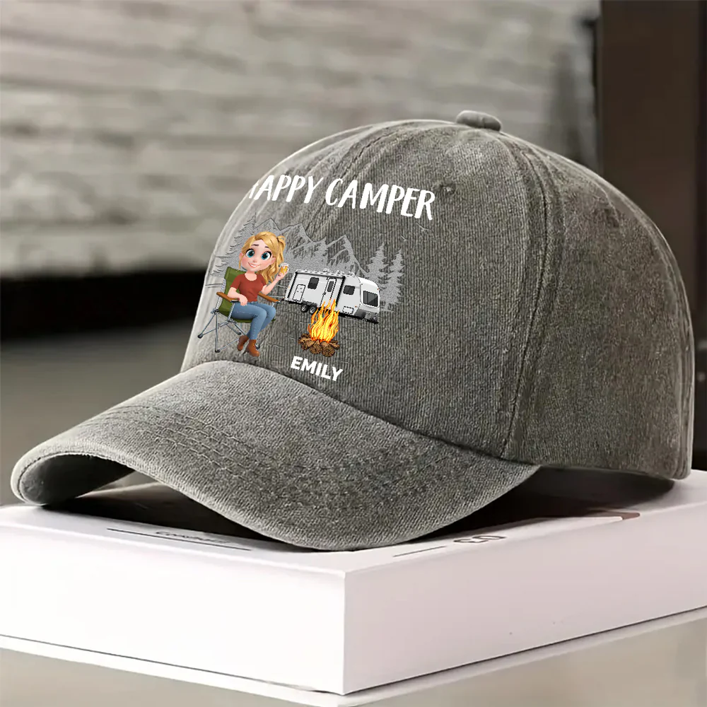 Life Is Better Around A Campfire - Personalized Custom Vintage Washed Denim Cap - Image 4