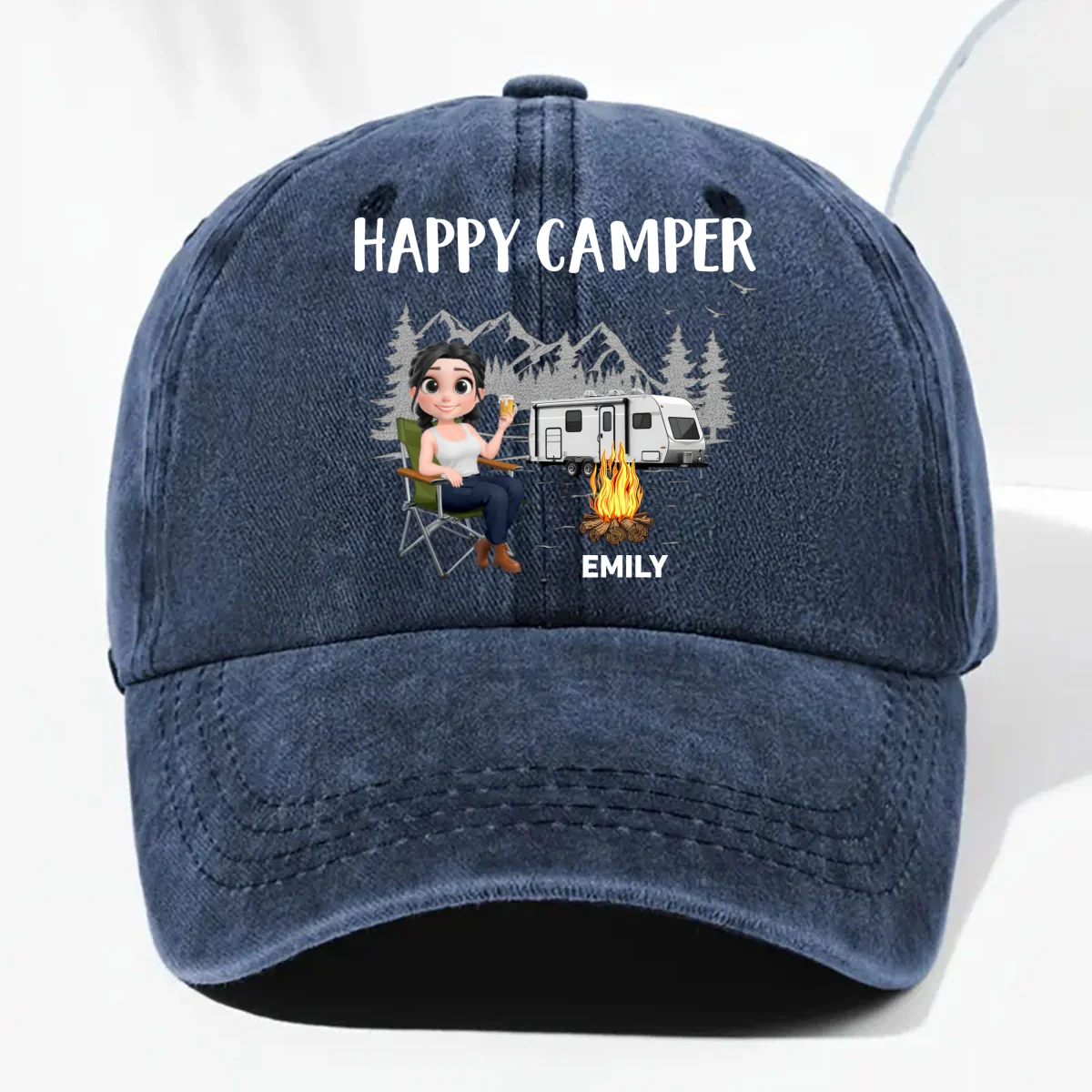Life Is Better Around A Campfire - Personalized Custom Vintage Washed Denim Cap - Image 9