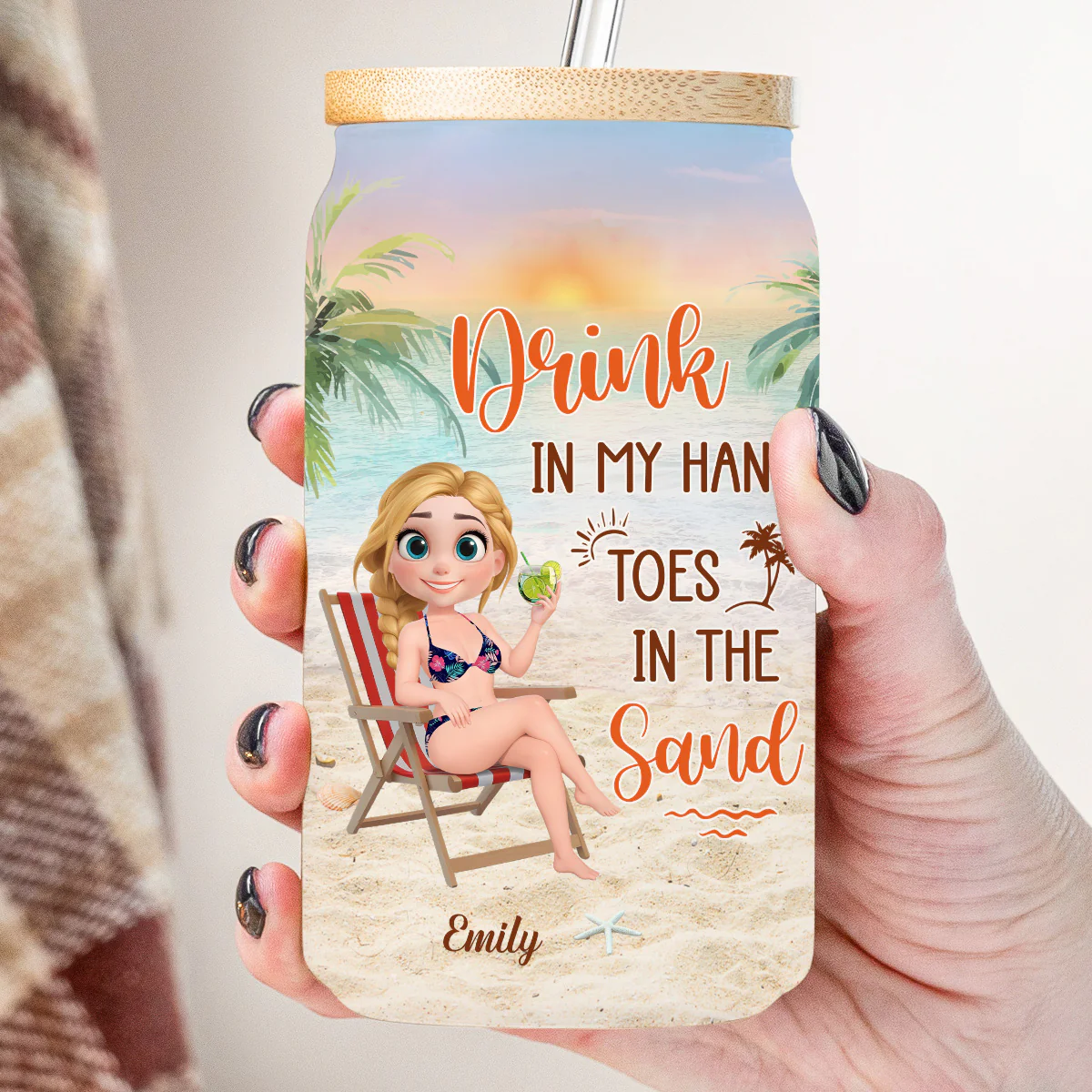 Life Is Better At The Beach - Personalized Custom Glass Can - Image 2