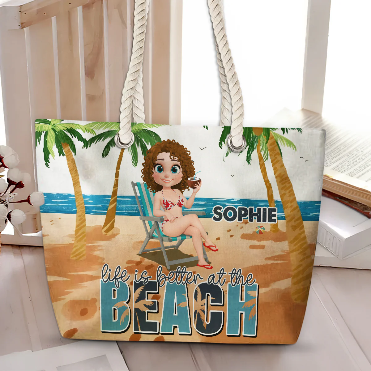 Life Is Better - Personalized Custom Beach Bag - Image 2