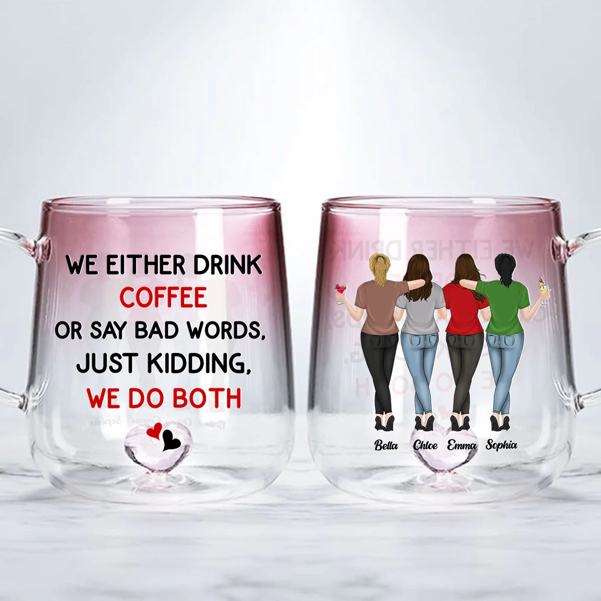 Life Is Better With Coffee - Personalized Custom Pink Gradient Glass Mug - Image 4