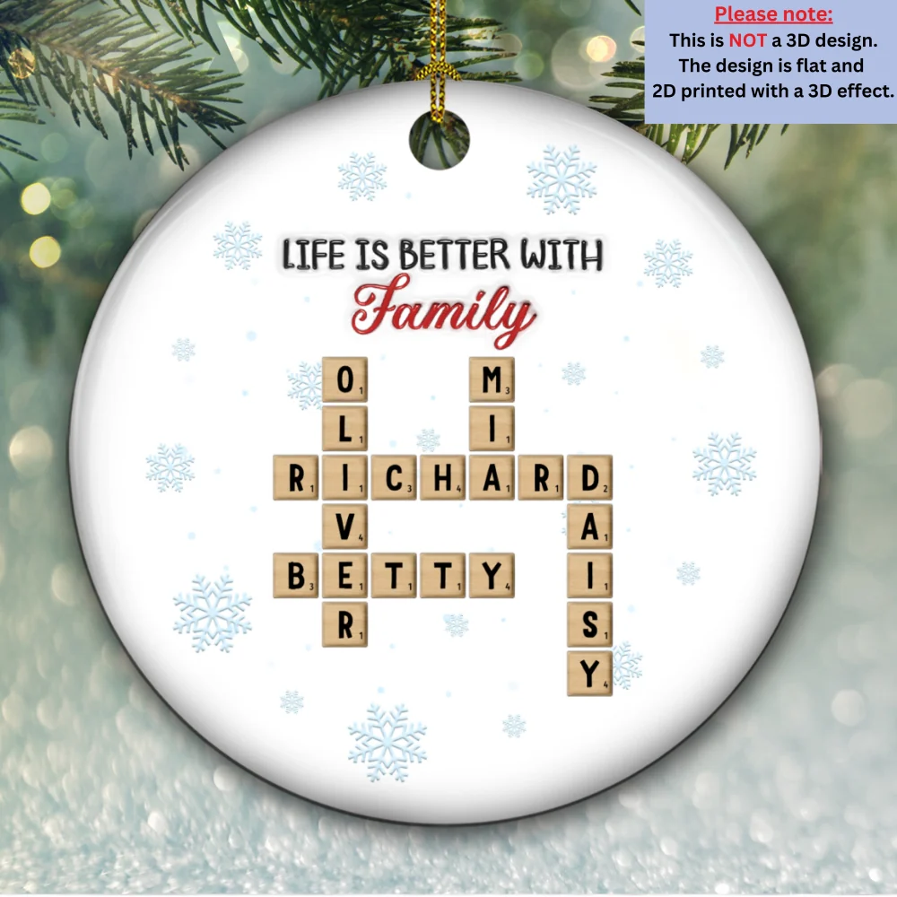 Life Is Better With Family -  Personalized Custom 3D Inflated Effect Ceramic Ornament - Image 5