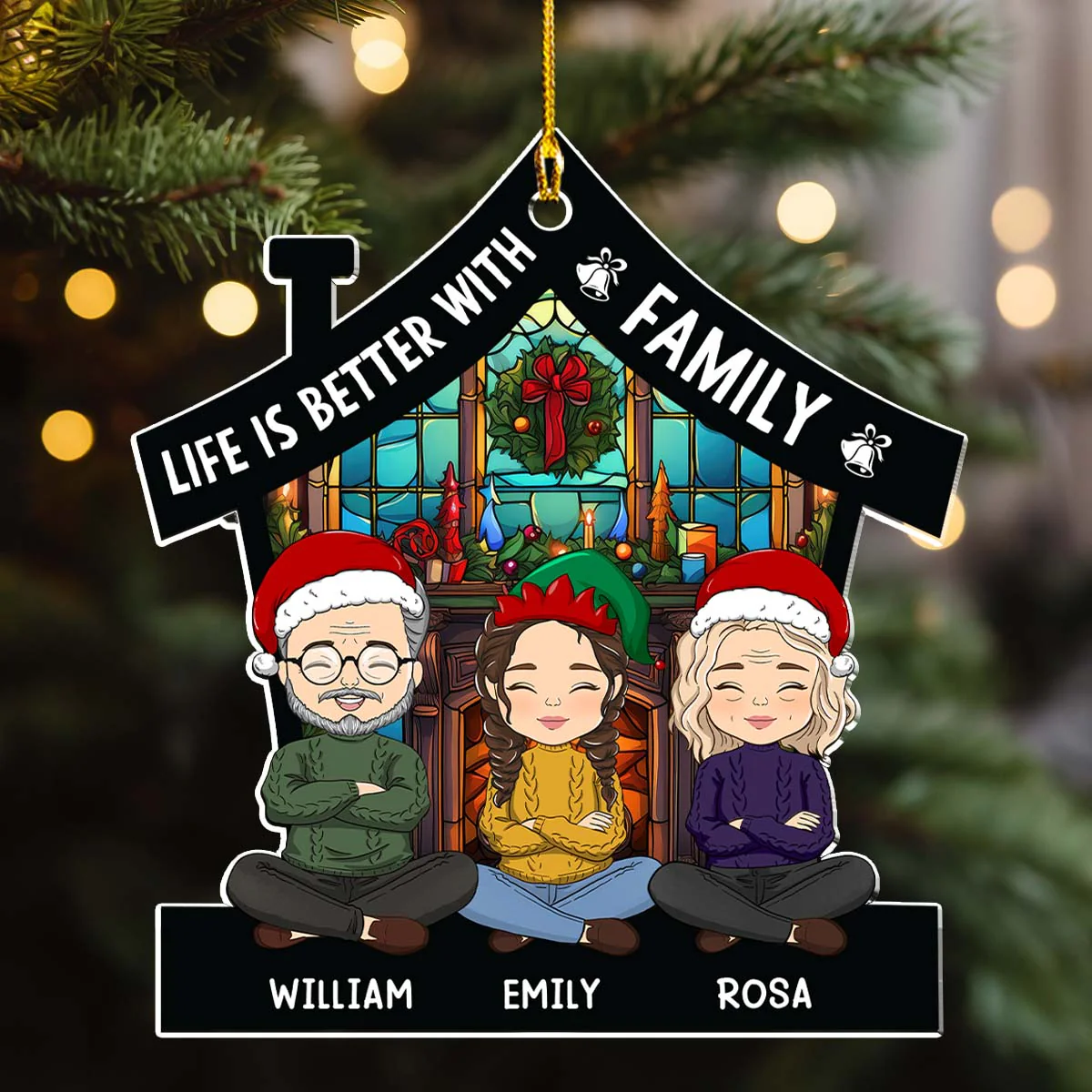 Life Is Better With Family - Personalized Custom Acrylic Ornament - Image 3