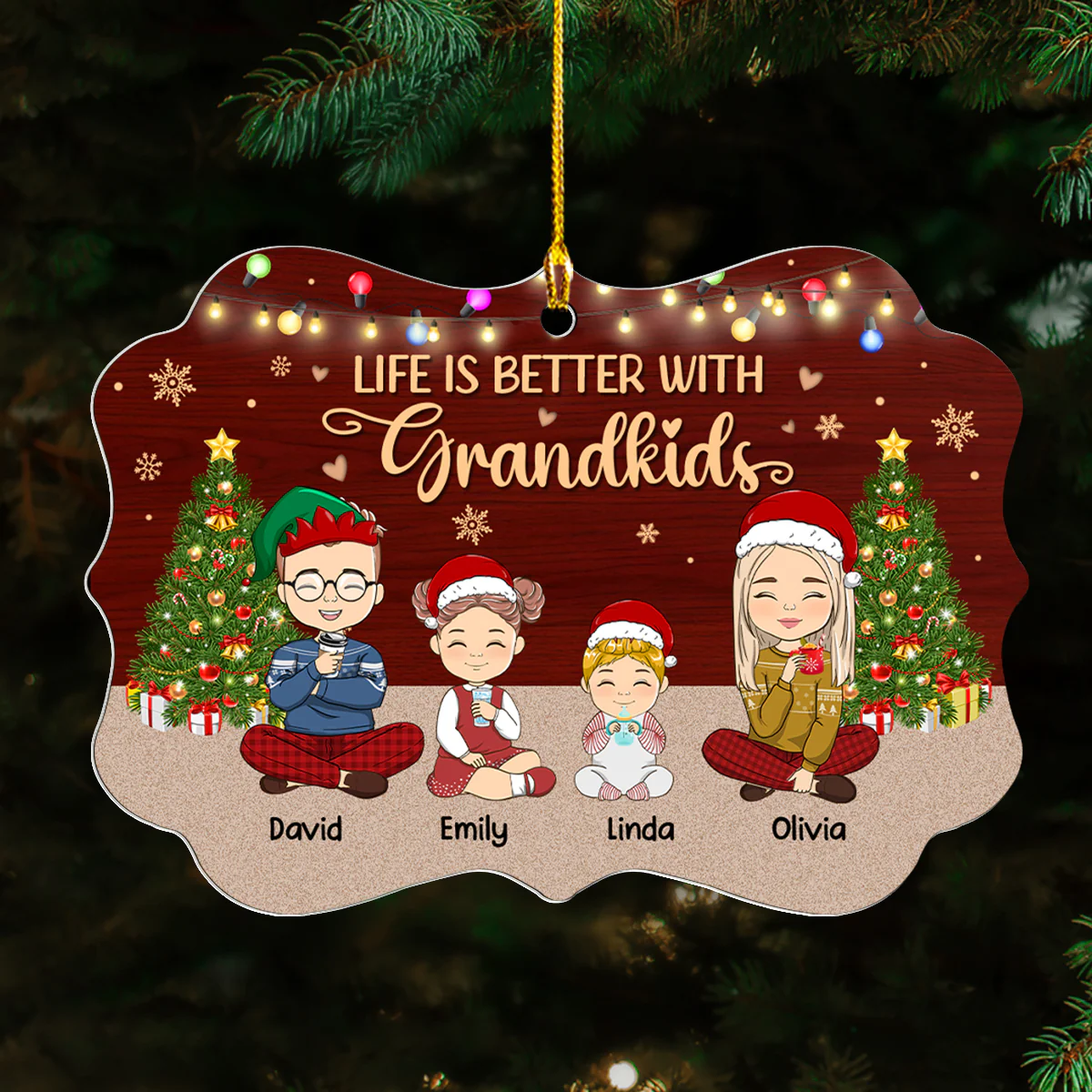 Life Is Better With Grandkids Christmas - Personalized Custom Acrylic Ornament - Image 2