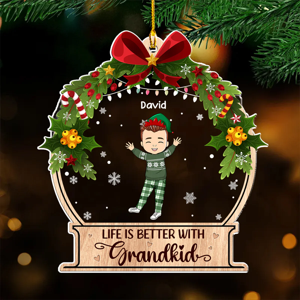 Life Is Better With Grandkids - Personalized Custom Acrylic Ornament - Image 2