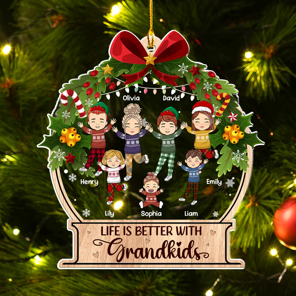 Life Is Better With Grandkids - Personalized Custom Acrylic Ornament - Image 5