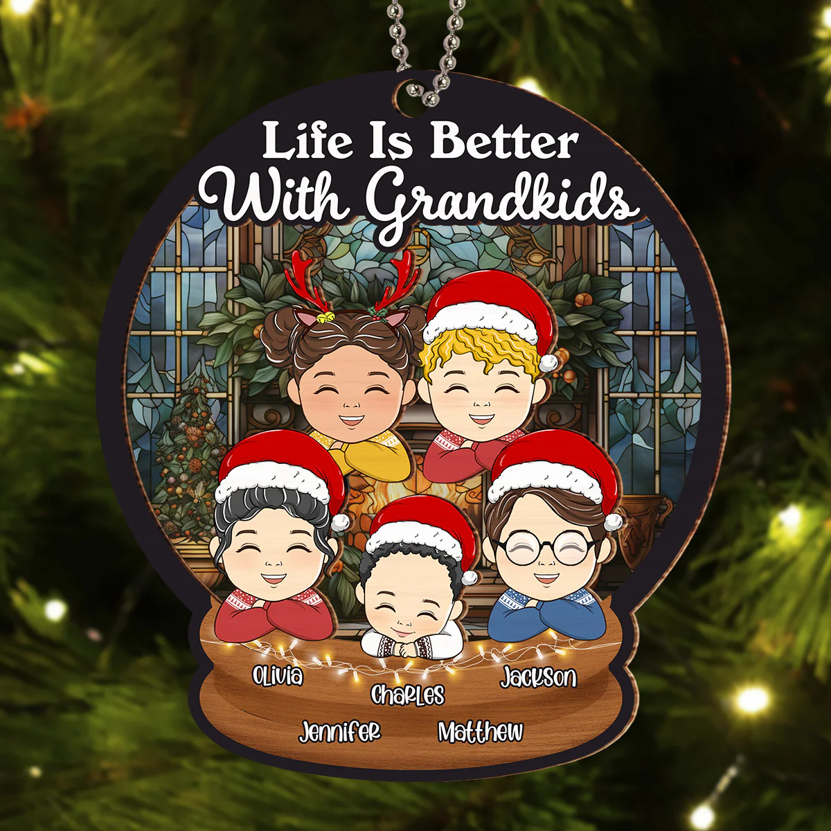 Life Is Better With Grandkids - Personalized Custom Suncatcher Ornament - Image 2