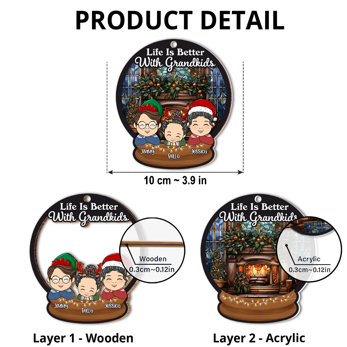 Life Is Better With Grandkids - Personalized Custom Suncatcher Ornament - Image 4
