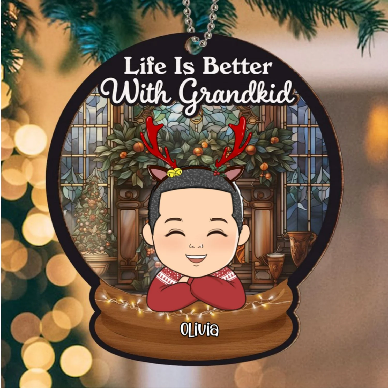 Life Is Better With Grandkids - Personalized Custom Suncatcher Ornament - Image 5