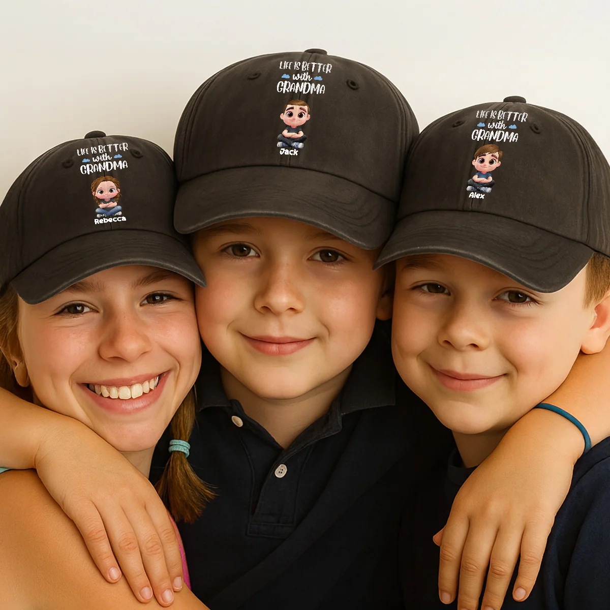 Life Is Better With Grandma - Personalized Custom Vintage Washed Denim Cap - Image 2