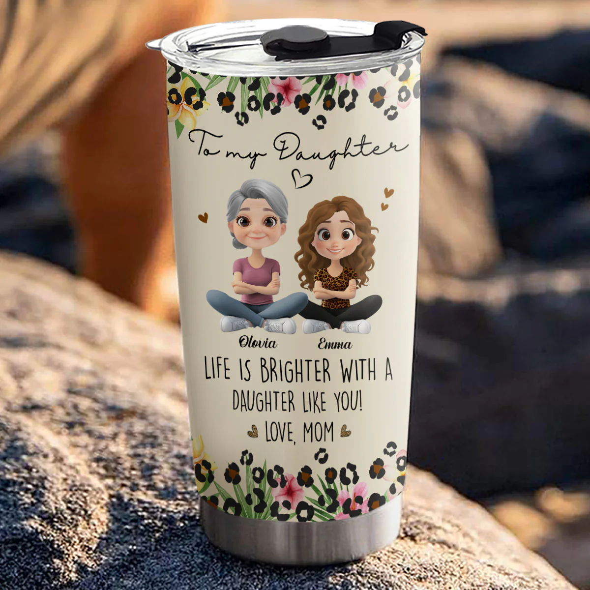 Life Is Brighter With A Daughter Like You - Personalized Custom Tumbler - Image 2