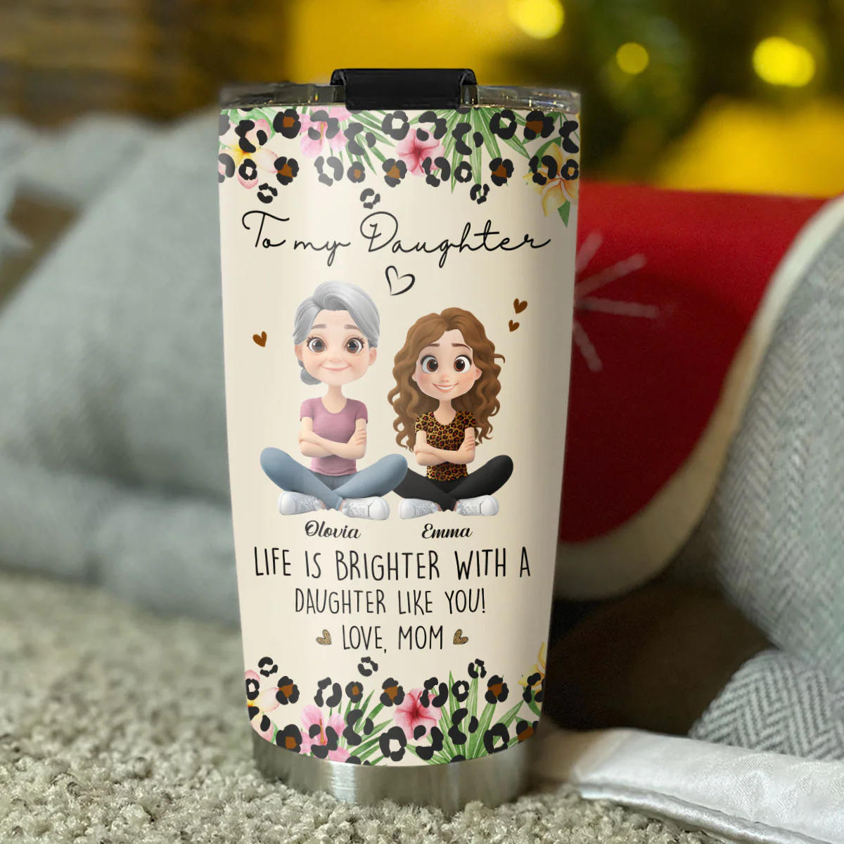 Life Is Brighter With A Daughter Like You - Personalized Custom Tumbler - Image 3