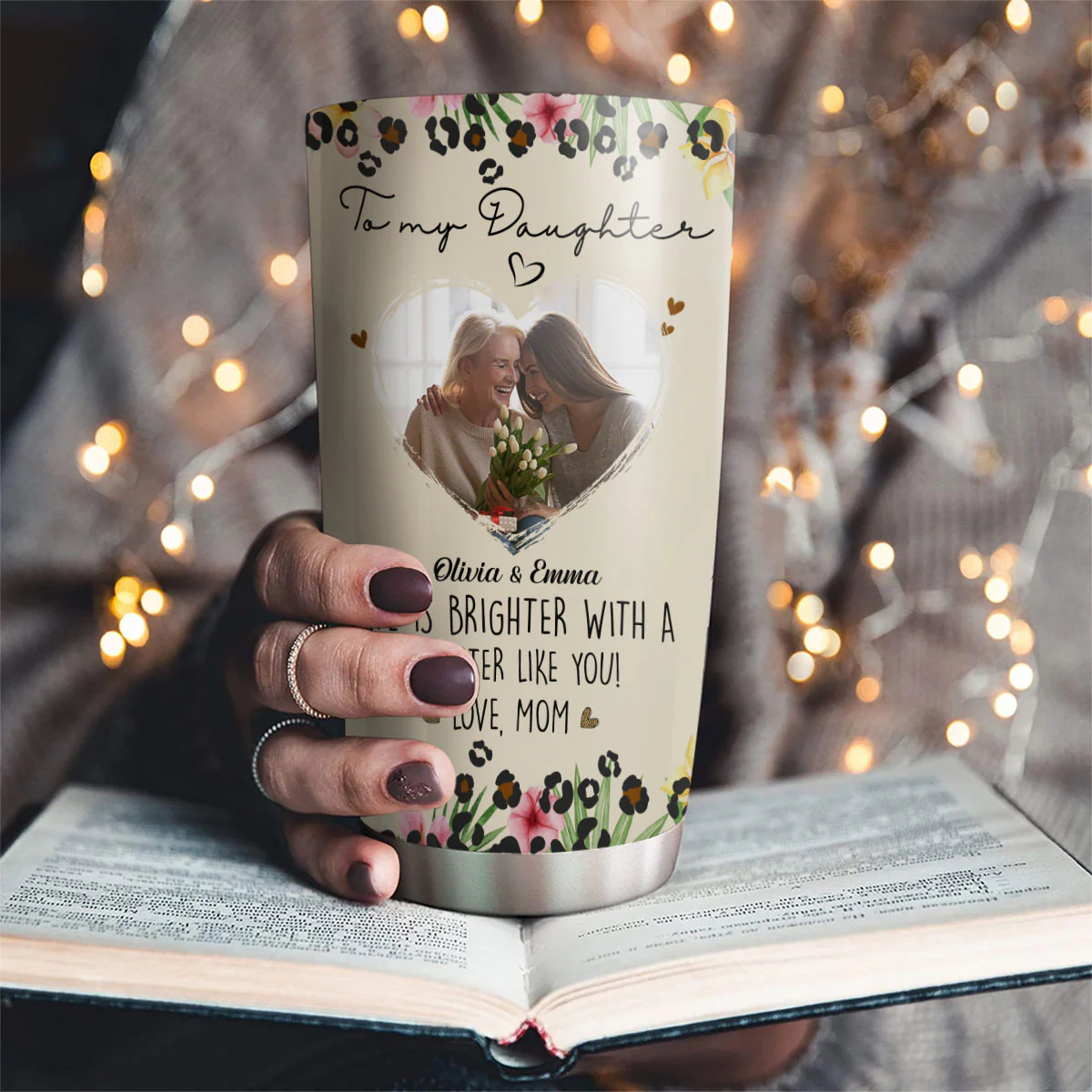 Life Is Brighter With A Daughter Like You Photo - Personalized Custom Tumbler - Image 2