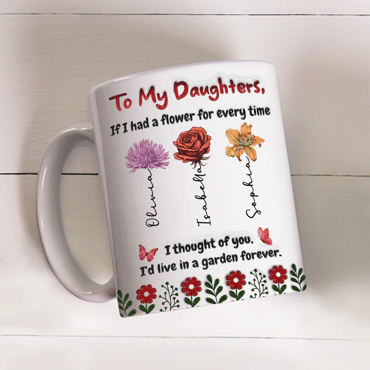 Life Is Sweeter With Daughters - Personalized Custom 3D Inflated Effect Mug - Image 2