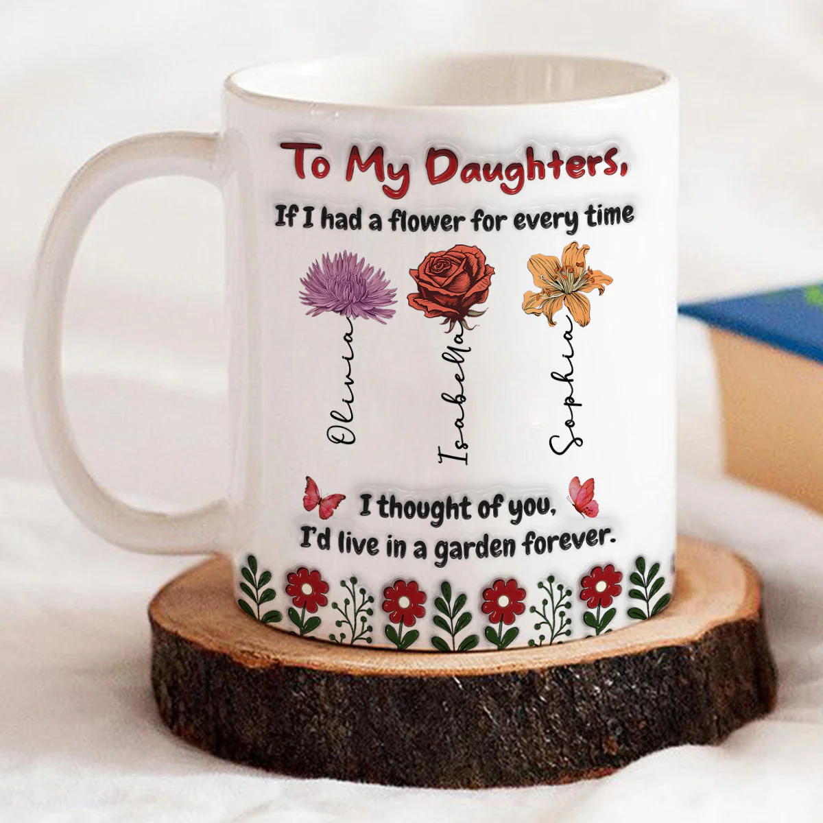 Life Is Sweeter With Daughters - Personalized Custom 3D Inflated Effect Mug - Image 6