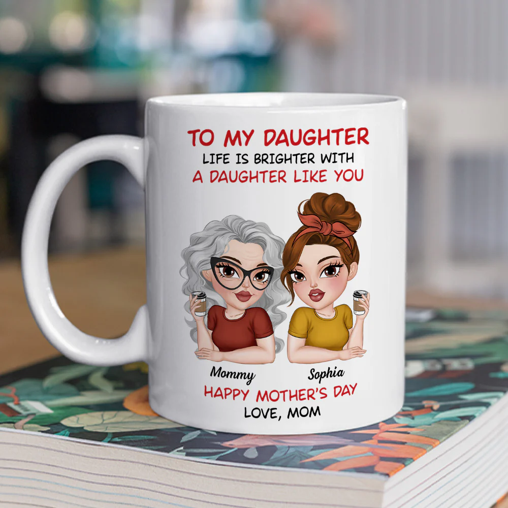 Life Shines With Amazing Daughters - Personalized Custom Coffee Mug - Image 2