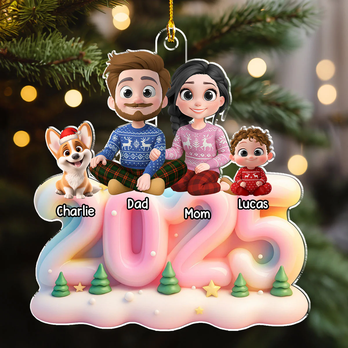 Light The Year With Pink - Personalized Custom 3D Effect Acrylic Ornament