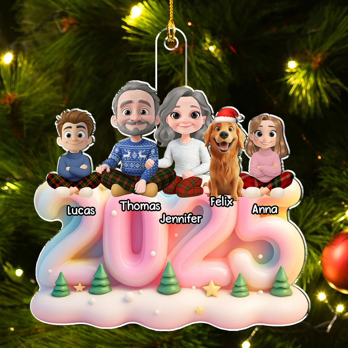 Light The Year With Pink - Personalized Custom 3D Effect Acrylic Ornament - Image 3