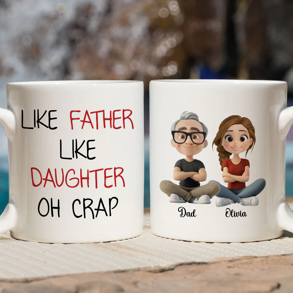 Like Dad Like Daughter Oh Trouble - Personalized Custom Coffee Mug - Image 2