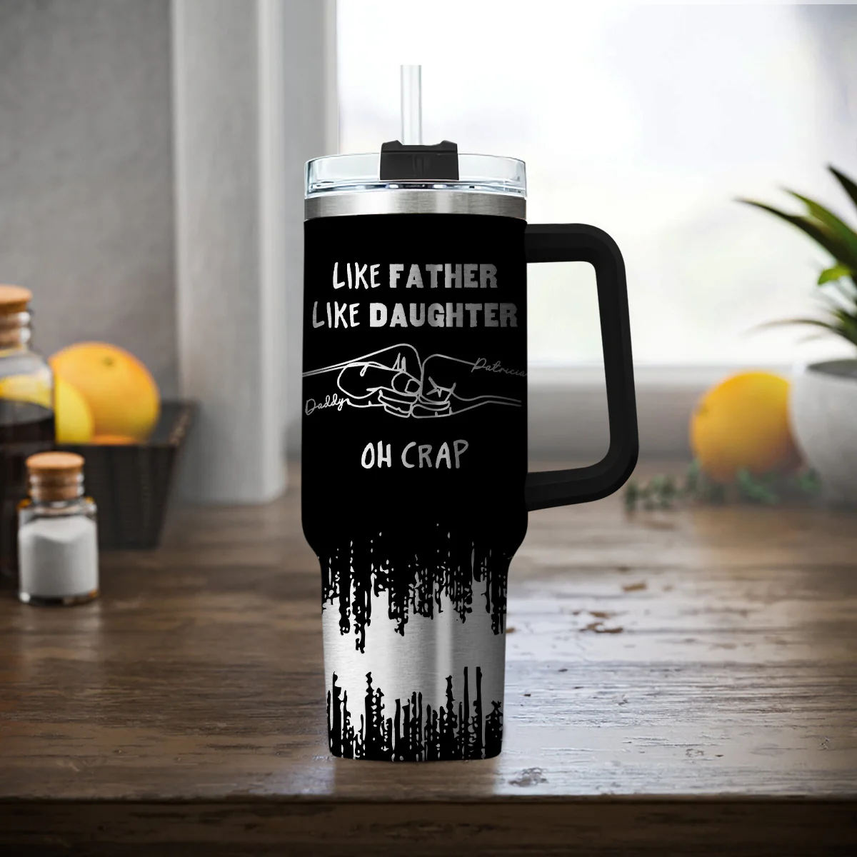 Like Father Like Daughter  - Personalized Custom Engraved 40oz Tumbler With Handle - Image 3