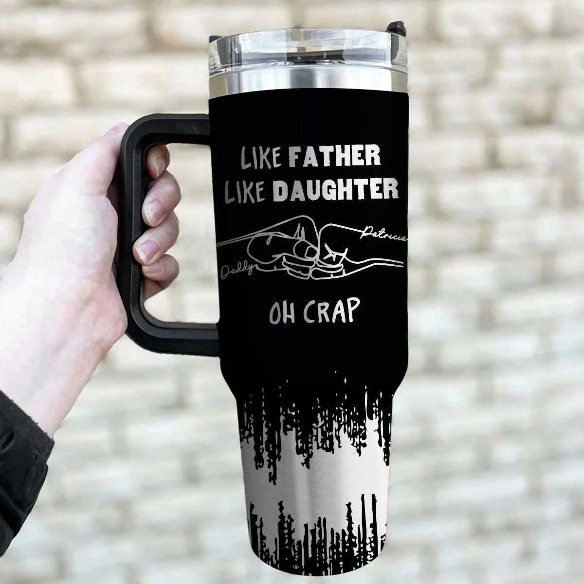 Like Father Like Daughter  - Personalized Custom Engraved 40oz Tumbler With Handle - Image 4