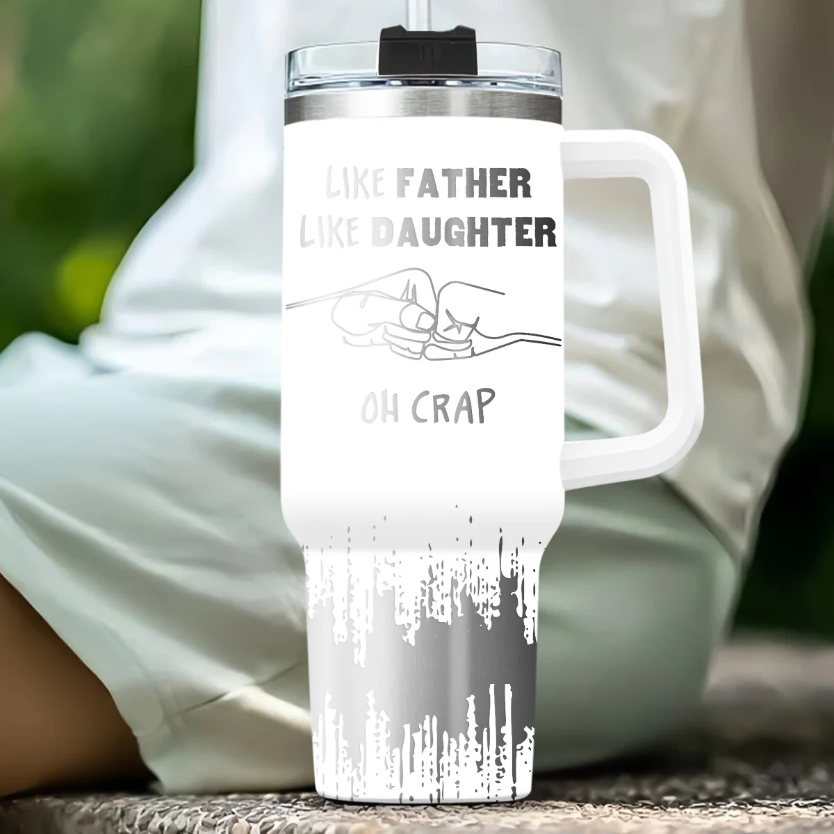 Like Father Like Daughter  - Personalized Custom Engraved 40oz Tumbler With Handle - Image 5