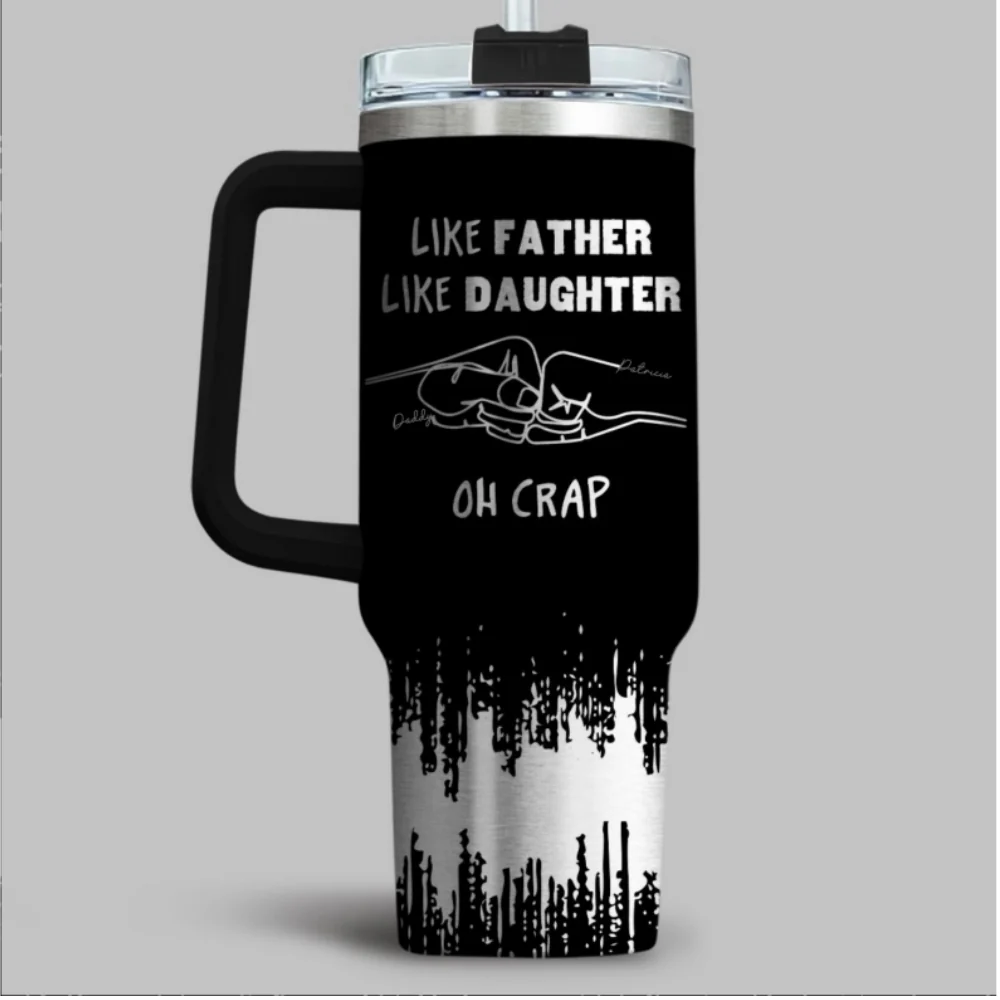 Like Father Like Daughter  - Personalized Custom Engraved 40oz Tumbler With Handle - Image 7