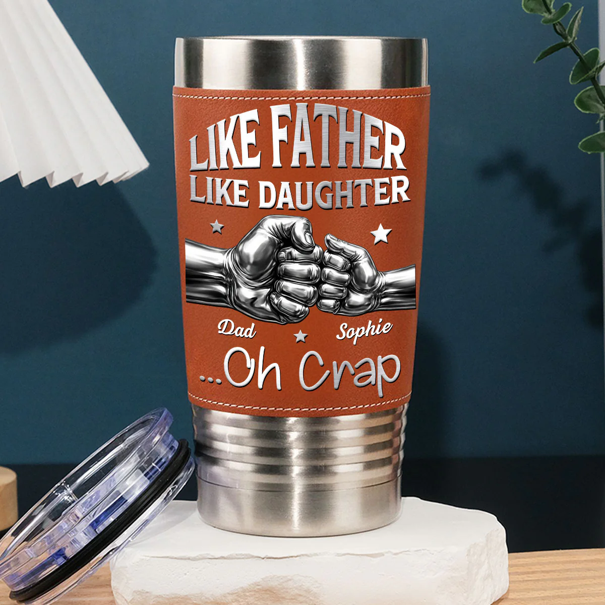 Like Father Like Daughter - Personalized Custom Leather Tumbler