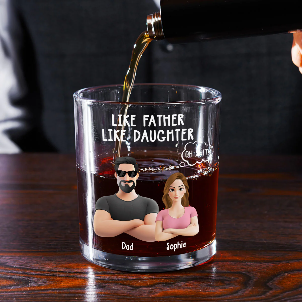 Like Father Like Daughter - Personalized Custom Whiskey Glass - Image 2