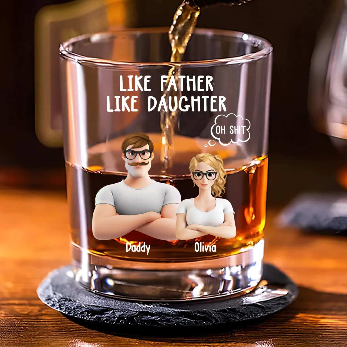 Like Father Like Daughter - Personalized Custom Whiskey Glass - Image 6