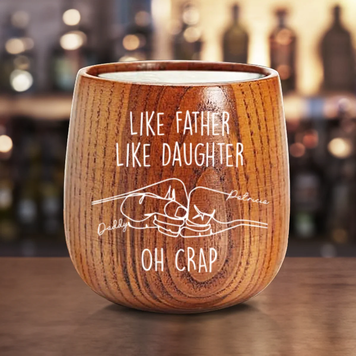 Like Father Like Daughter - Personalized Custom Wooden Whiskey Glass - Image 7
