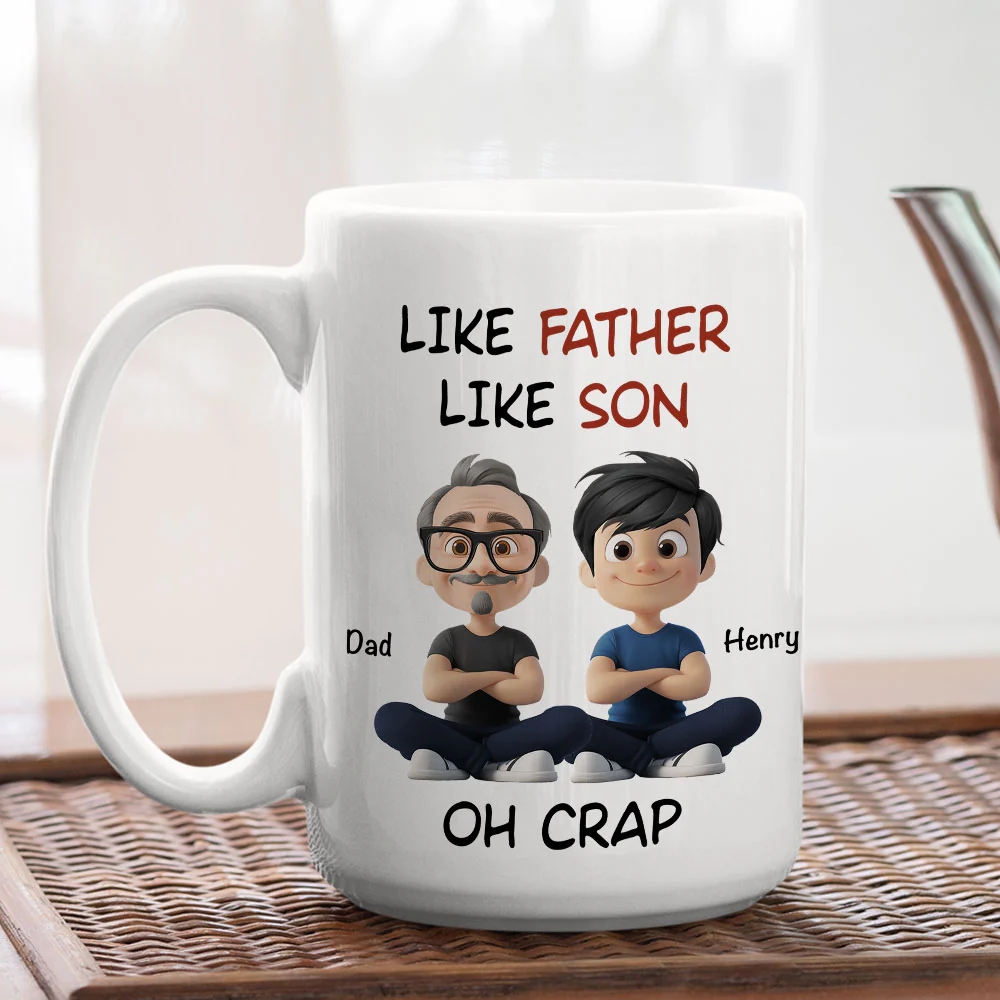 Like Father Like Son Cartoonized - Personalized Custom Coffee Mug - Image 4
