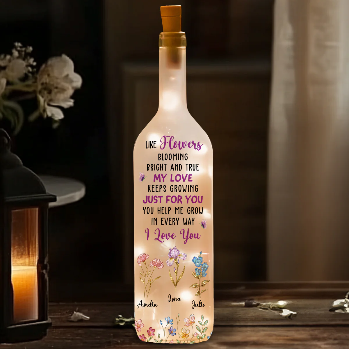 Like Flowers - Personalized Custom Bottle Lamp - Image 2