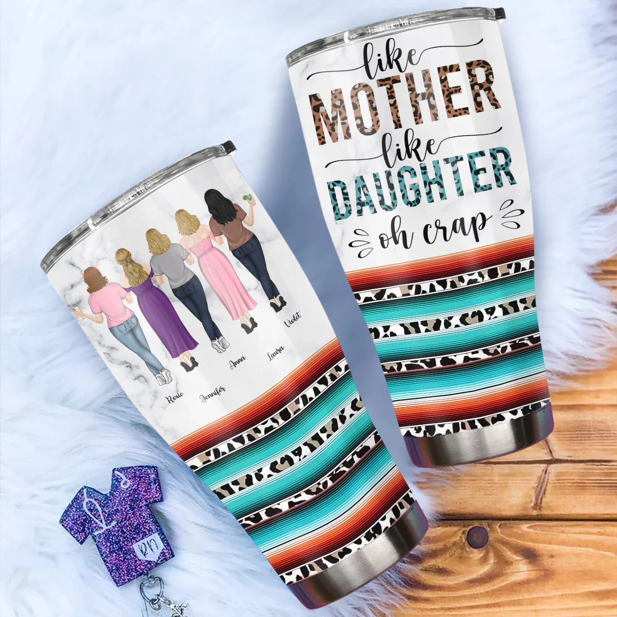 Like Mother Like Daughter Leopard - Personalized Custom Tumbler - Image 5