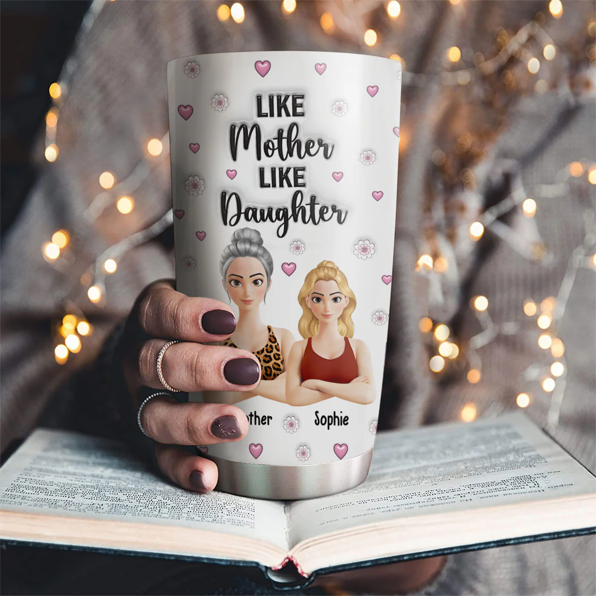 Like Mother Like Daughter - Personalized Custom 3D Inflated Effect Tumbler - Image 2
