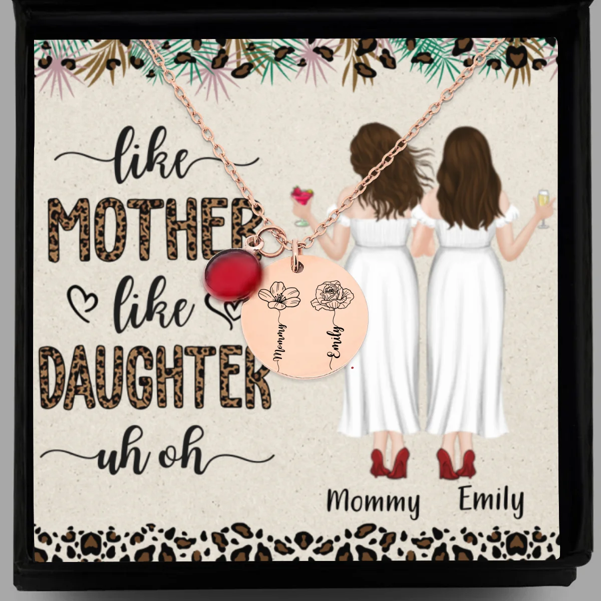 Like Mother Like Daughter - Personalized Custom Birthstone Necklace With Message Card - Image 10