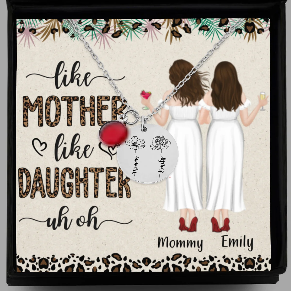 Like Mother Like Daughter - Personalized Custom Birthstone Necklace With Message Card - Image 8