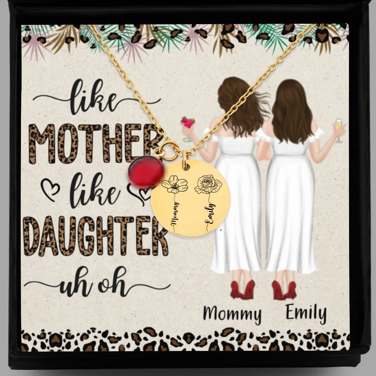 Like Mother Like Daughter - Personalized Custom Birthstone Necklace With Message Card - Image 9