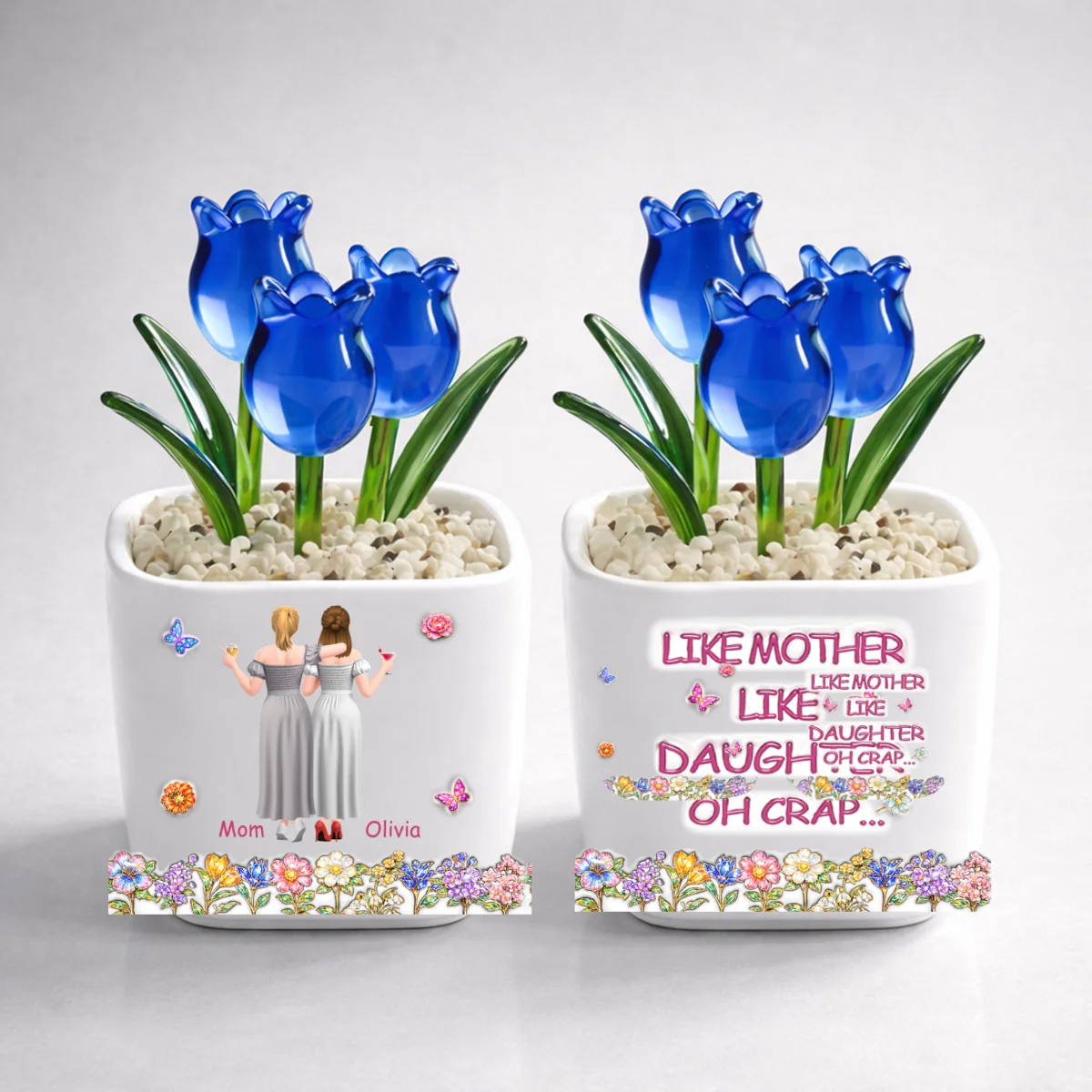 Like Mother Like Daughter - Personalized Custom Glass Everlasting Tulips - Image 6