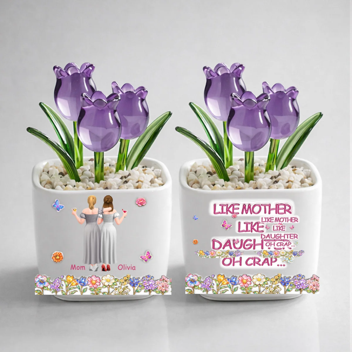 Like Mother Like Daughter - Personalized Custom Glass Everlasting Tulips - Image 8