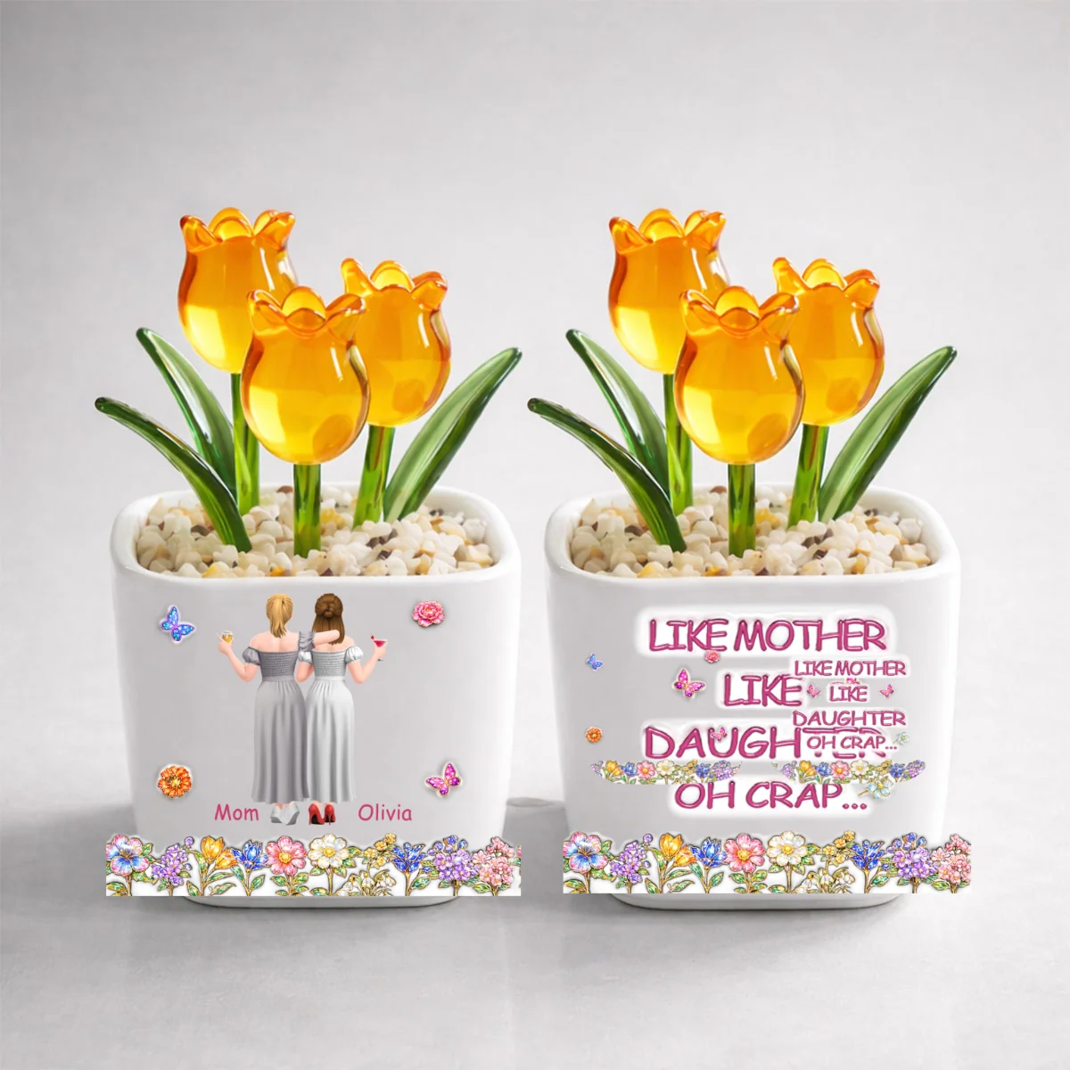 Like Mother Like Daughter - Personalized Custom Glass Everlasting Tulips - Image 9