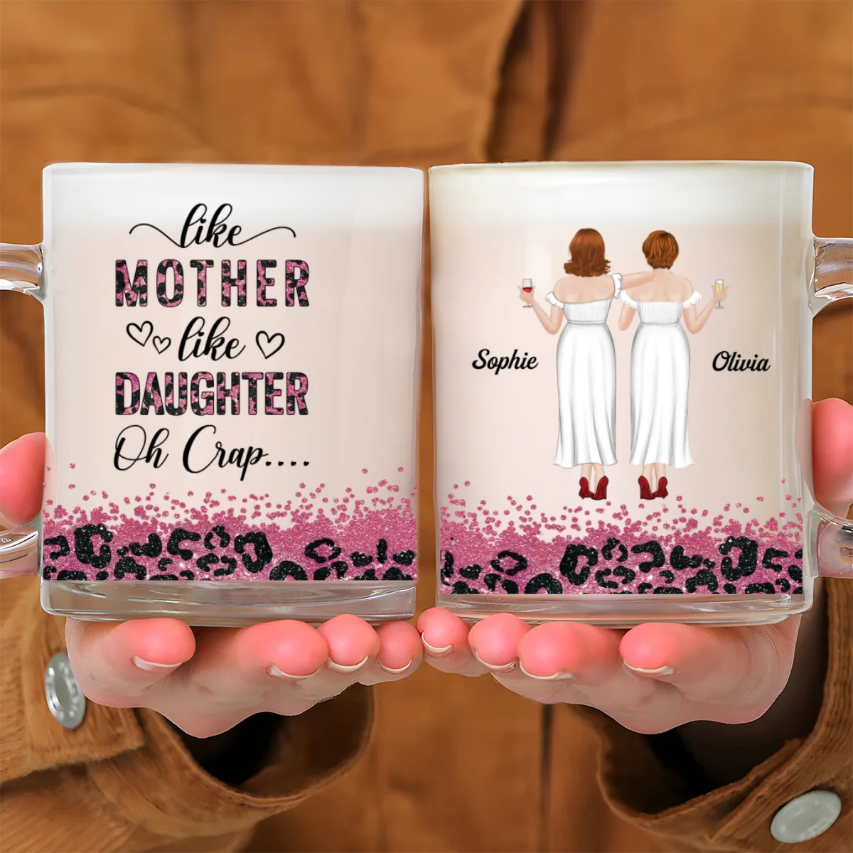Like Mother Like Daughter - Personalized Custom Glass Mug - Image 6