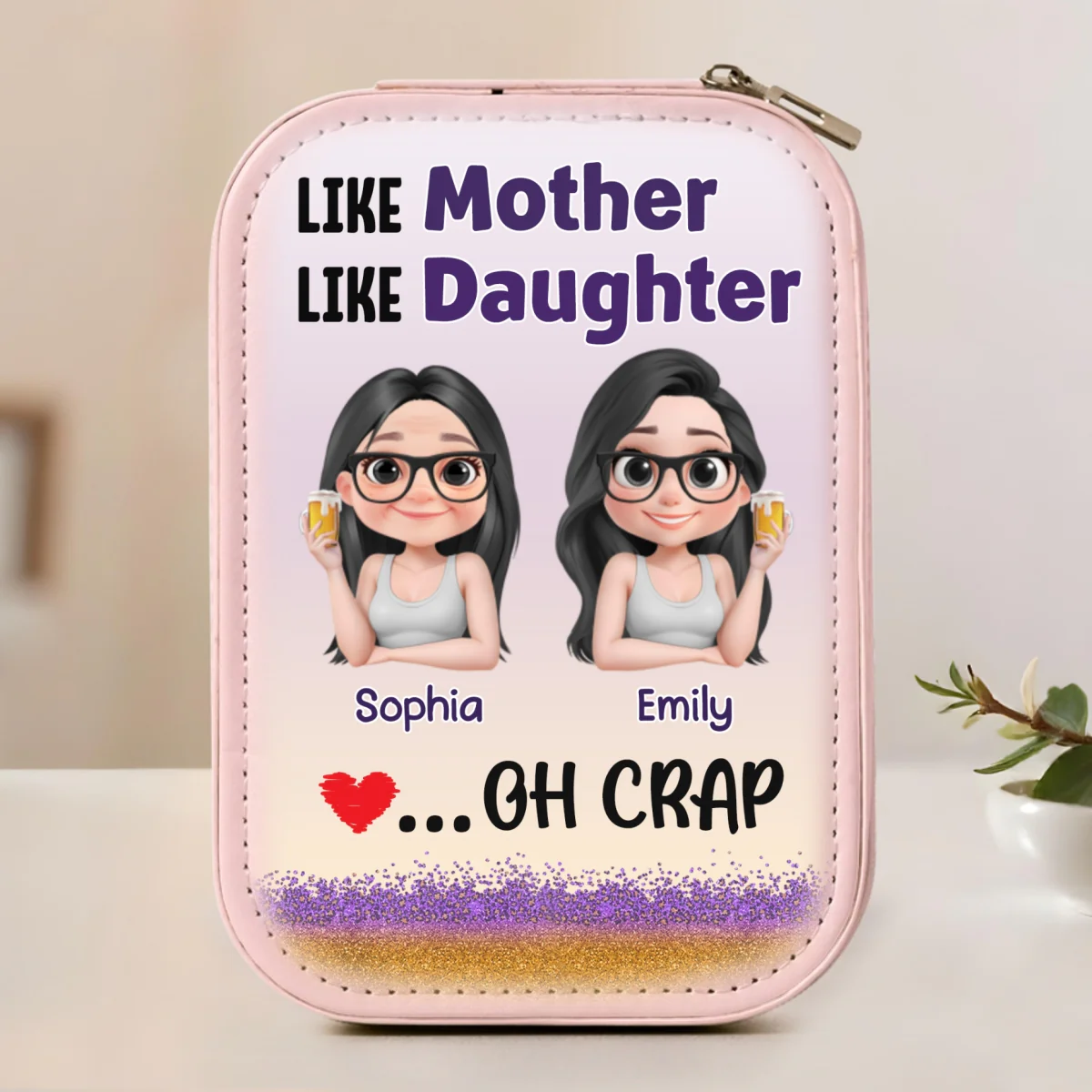 Like Mother Like Daughter - Personalized Custom Jewelry Box With LED Mirror - Image 8