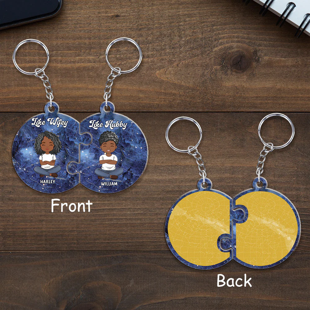 Custom Star Map Like Wifey Like Hubby - Personalized Custom Couple Acrylic Keychain - Image 5